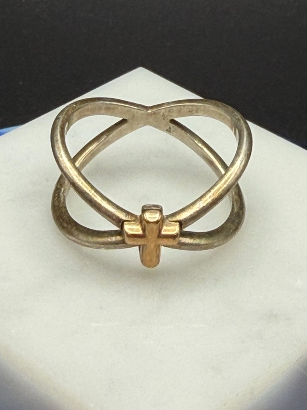 James Avery Cross of Faith Ring ##E442 925 & silver bronze size 10